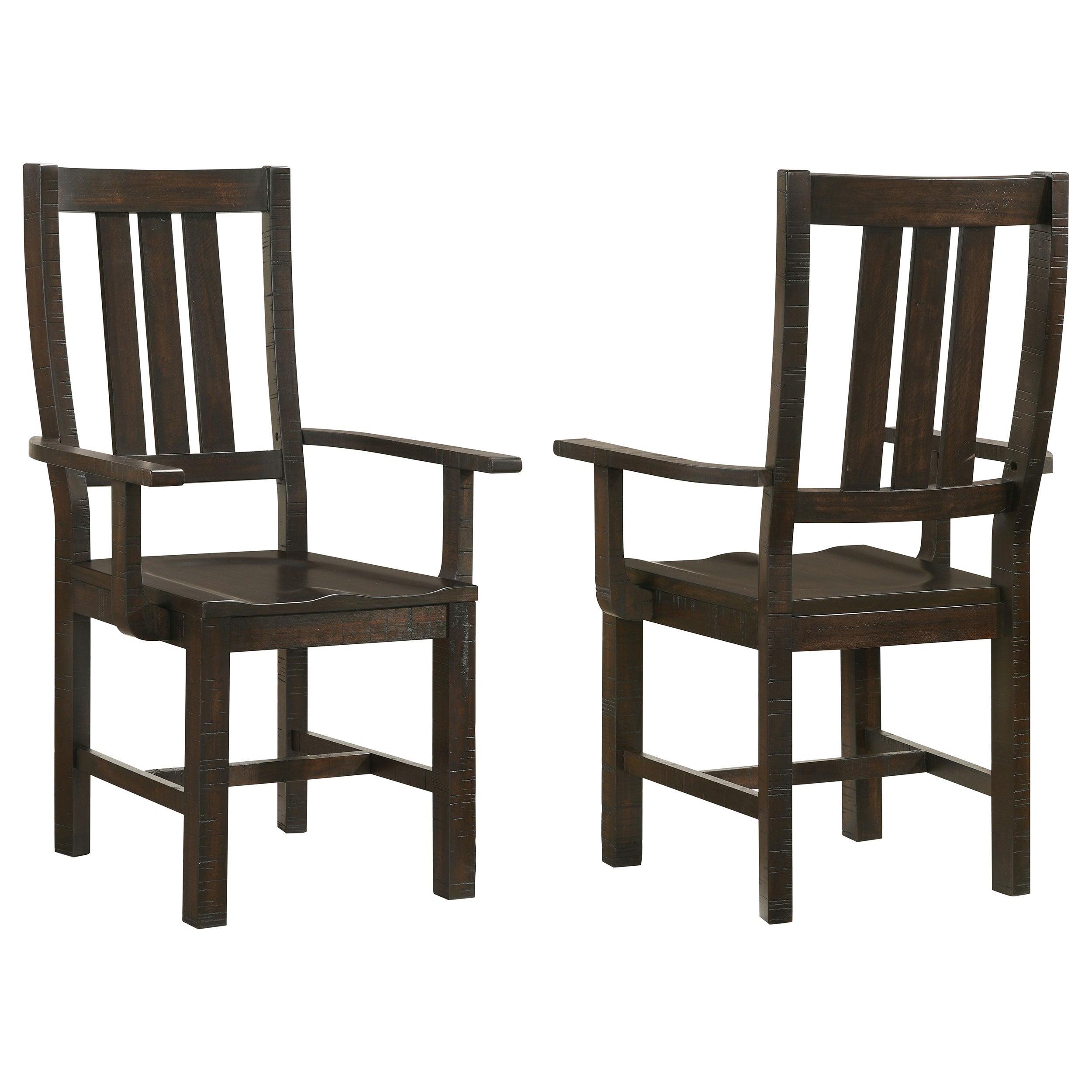 Calandra Slat Back Arm Chairs Vintage Java (Set of 2)