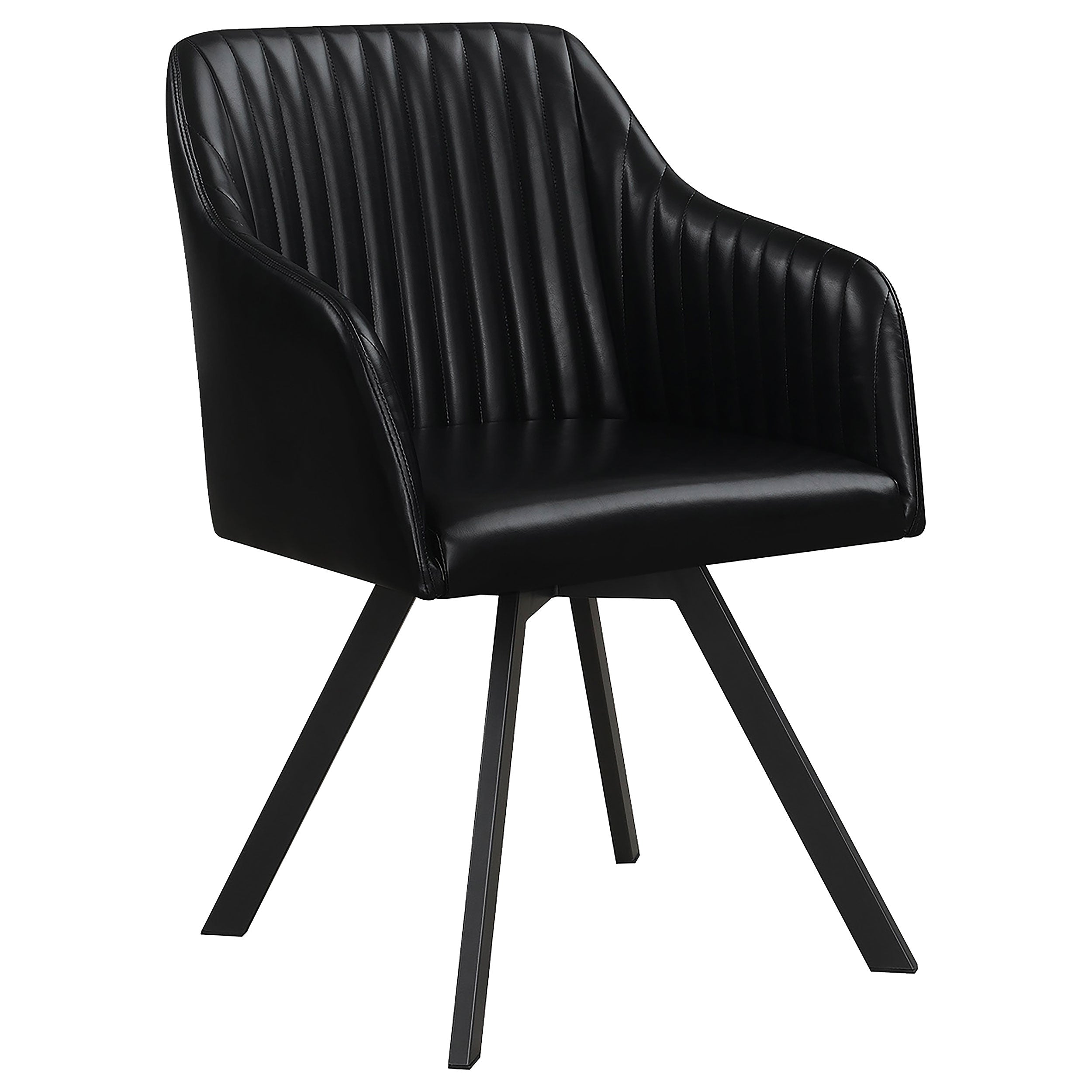 Arika Tufted Sloped Arm Swivel Dining Chair Black and Gunmetal