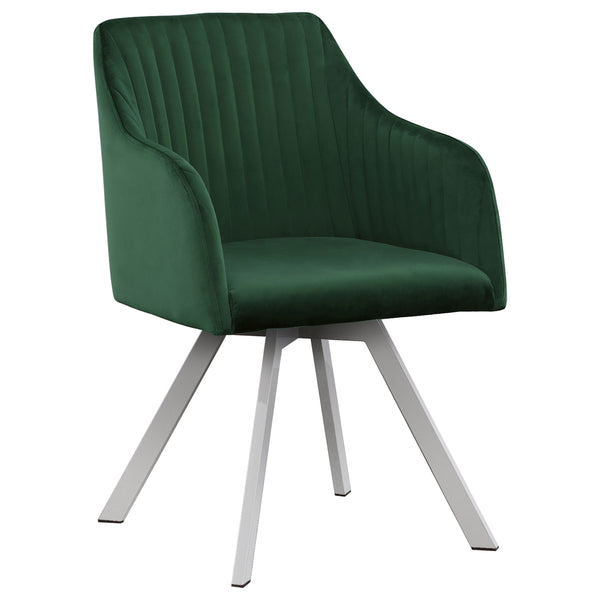 Arika Channeled Back Swivel Dining Chair Green