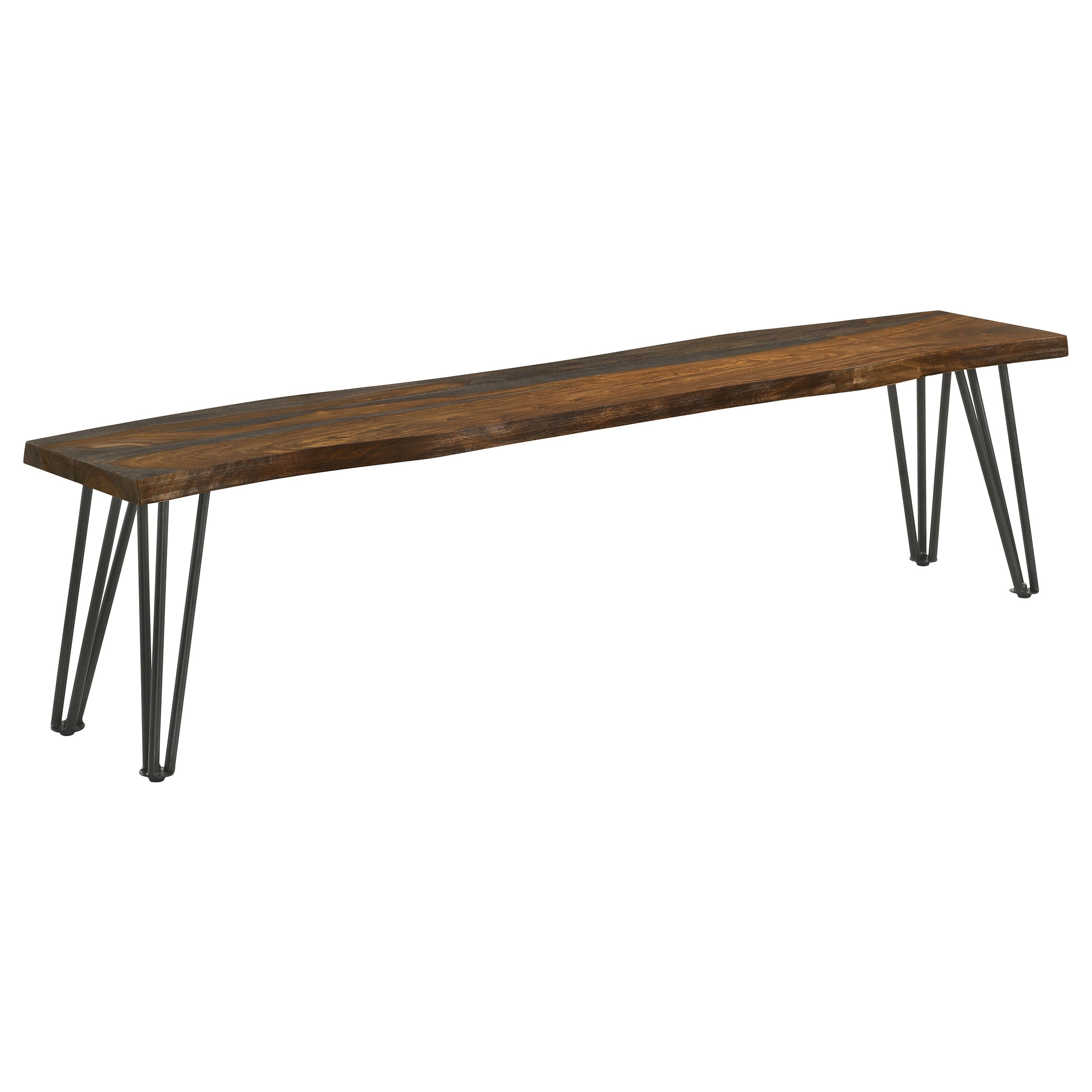 Neve Live-edge Dining Bench with Hairpin Legs Sheesham Grey and Gunmetal