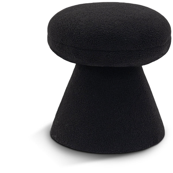 Drum Black Faux Shearling Teddy Fabric Ottoman/Stool