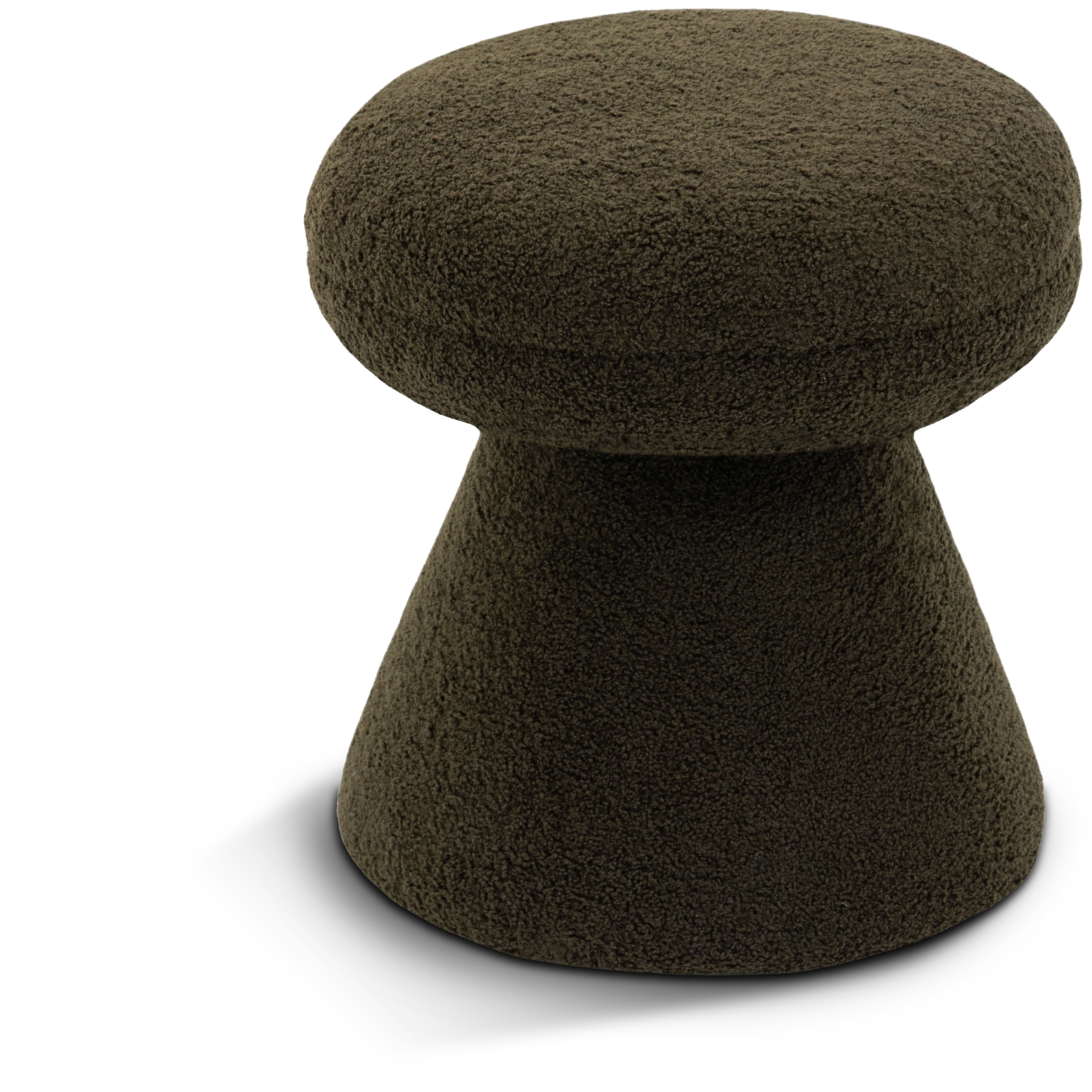 Drum Green Faux Shearling Teddy Fabric Ottoman/Stool