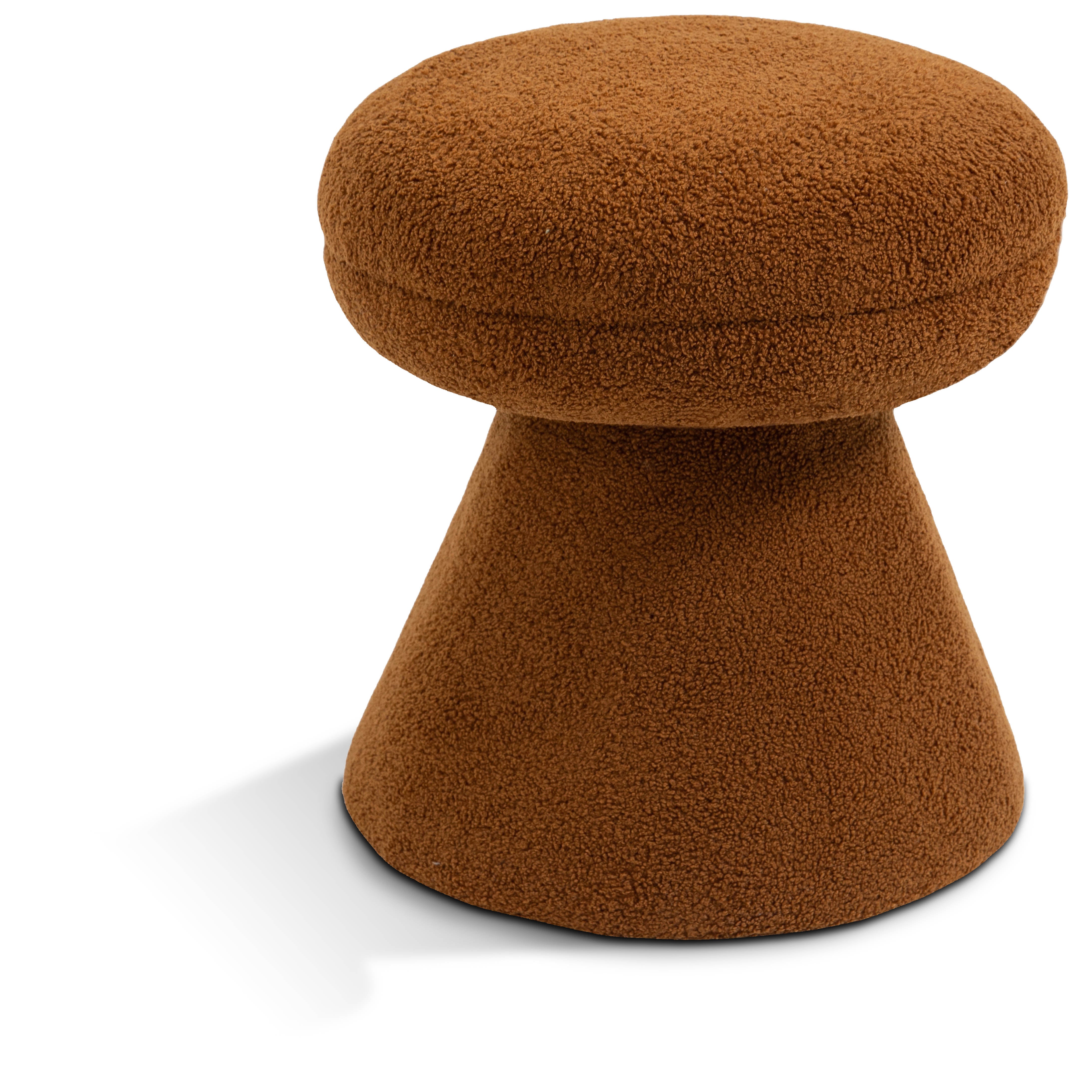 Drum Saddle Faux Shearling Teddy Fabric Ottoman/Stool