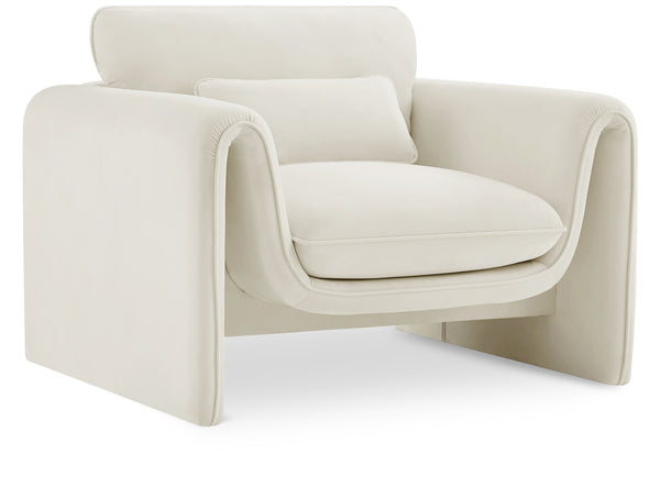 Sloan Cream Velvet Fabric Chair