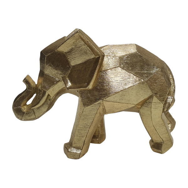 9" Geometric Elephant, Gold