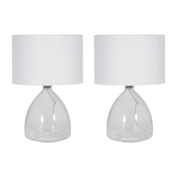 S/2 Glass 18" Table Lamp, Clear