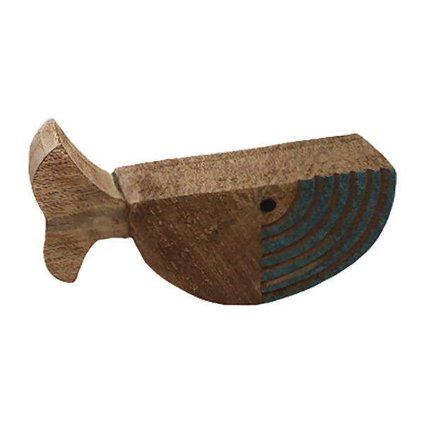 Mango Wood 10", Fish Log, Brown/blue