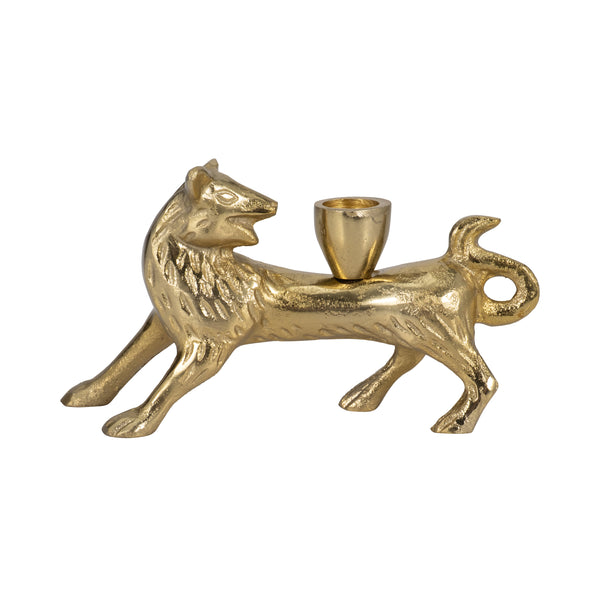 8" Fox Taper Candle Holder, Gold