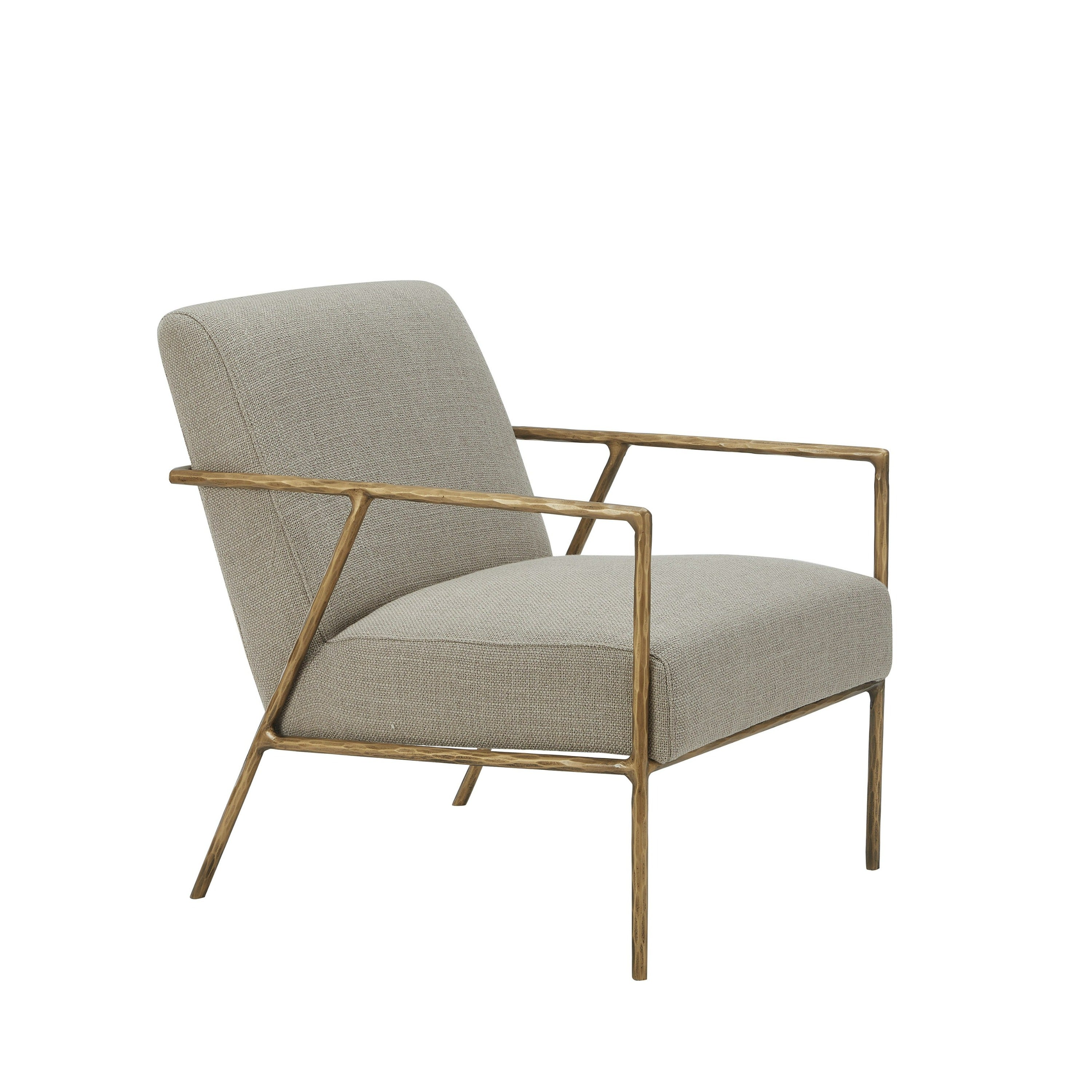 Modrest Gibbons - Modern Beige Linen + Forged Gold Accent Chair