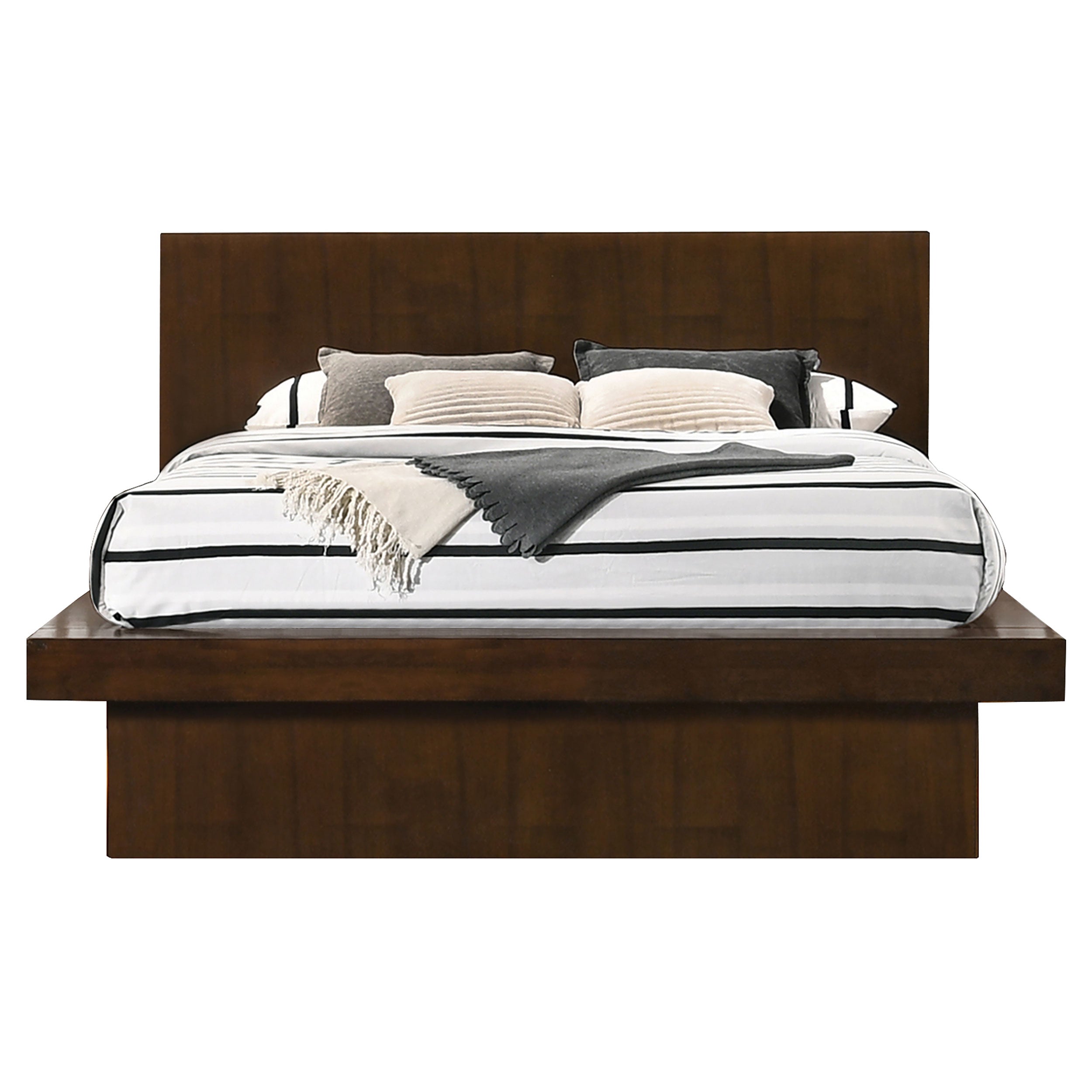 Jessica California King Platform Bed with Rail Seating Cappuccino