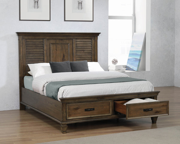 Franco Queen Storage Bed Burnished Oak