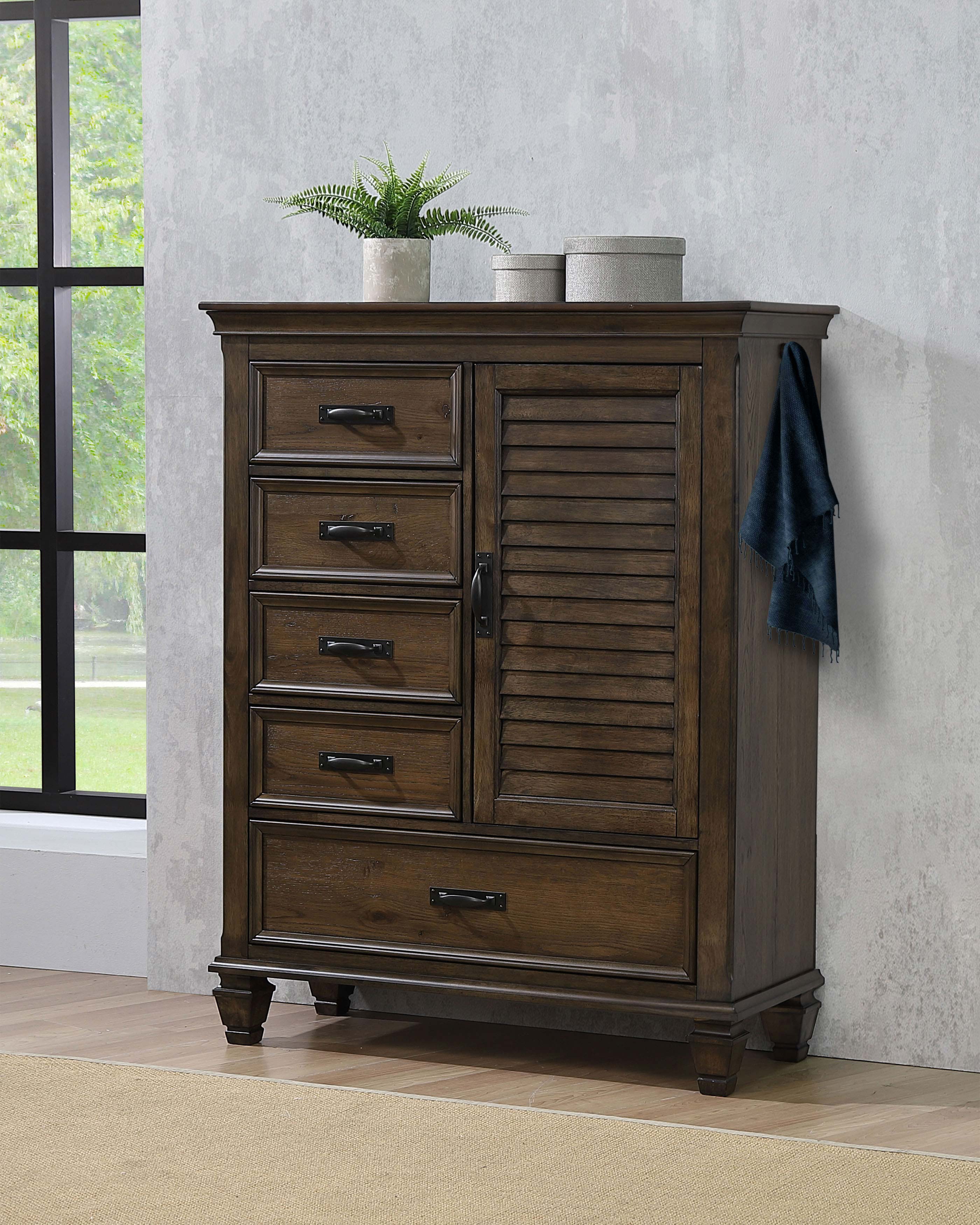 Franco 5-drawer Door Chest Burnished Oak