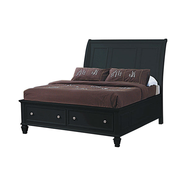 Sandy Beach California King Storage Sleigh Bed Black