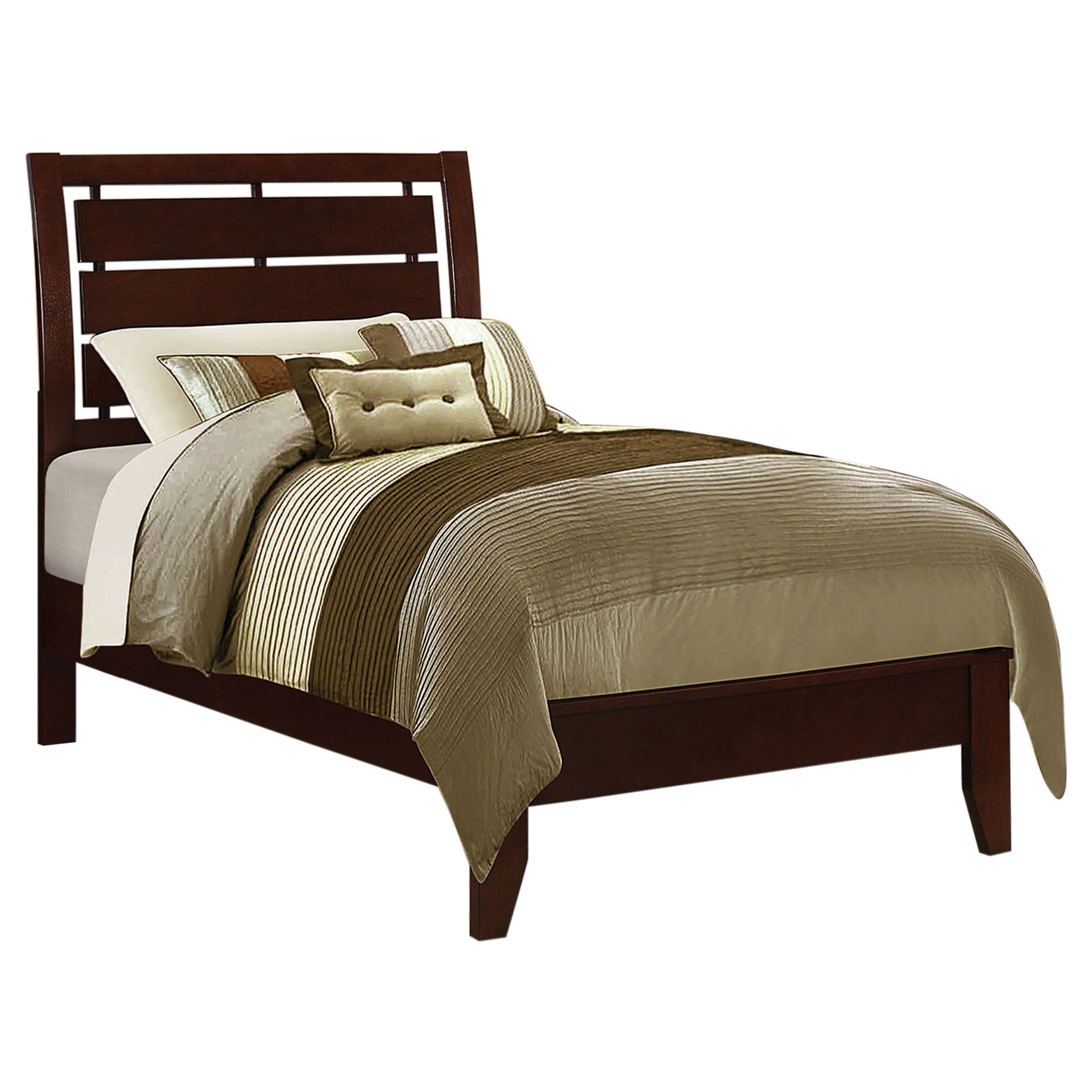 Serenity Twin Panel Bed with Cut-out Headboard Rich Merlot