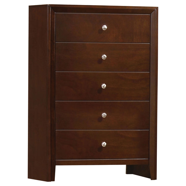 Serenity Rectangular 5-drawer Chest Rich Merlot