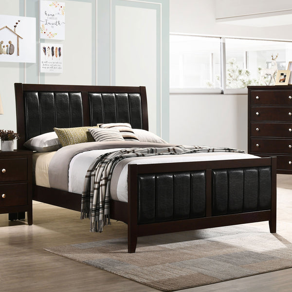 Carlton Full Upholstered Panel Bed Cappuccino and Black