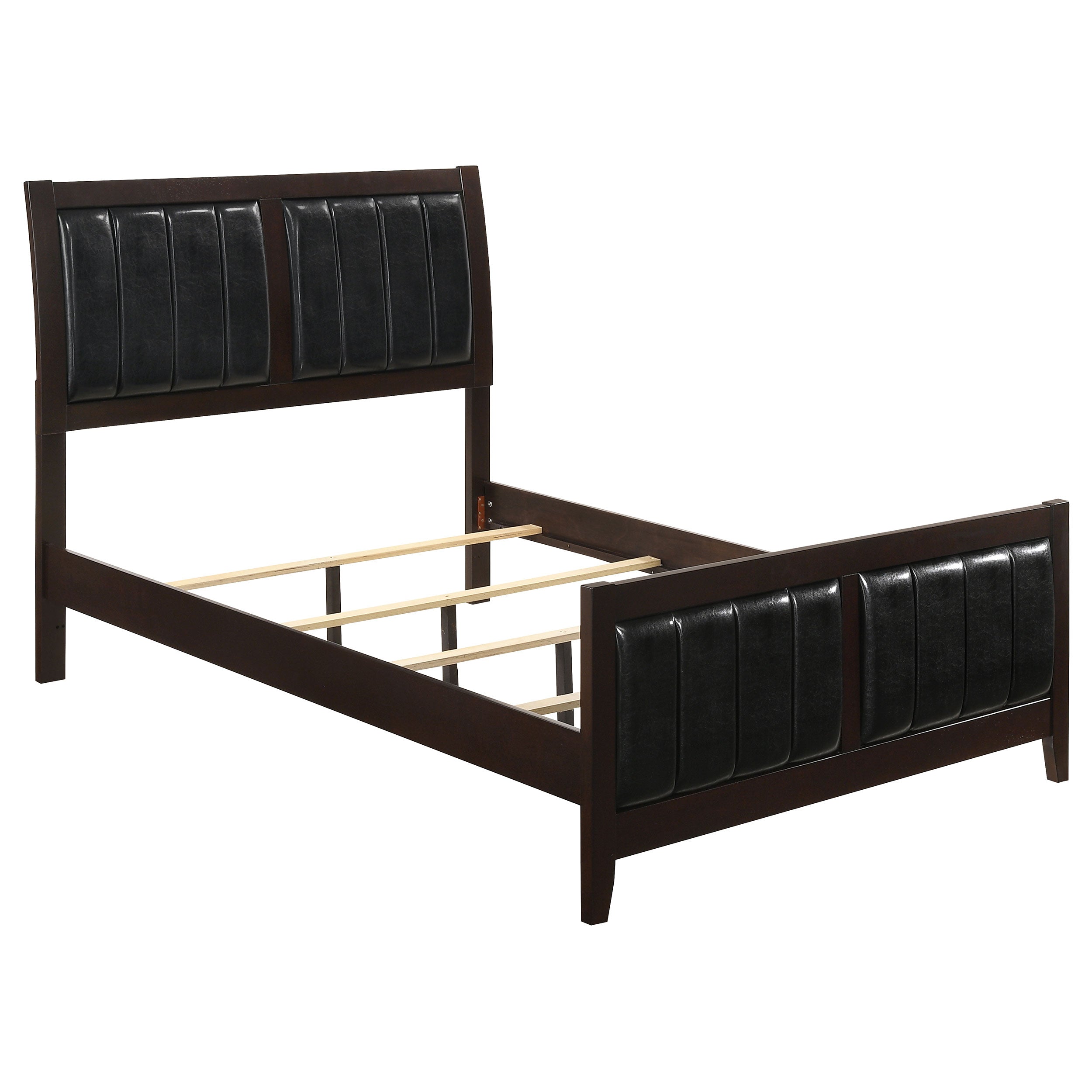 Carlton Eastern King Upholstered Bed Cappuccino and Black