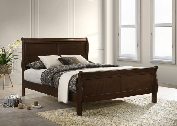 Louis Philippe Eastern King Panel Sleigh Bed Cappuccino