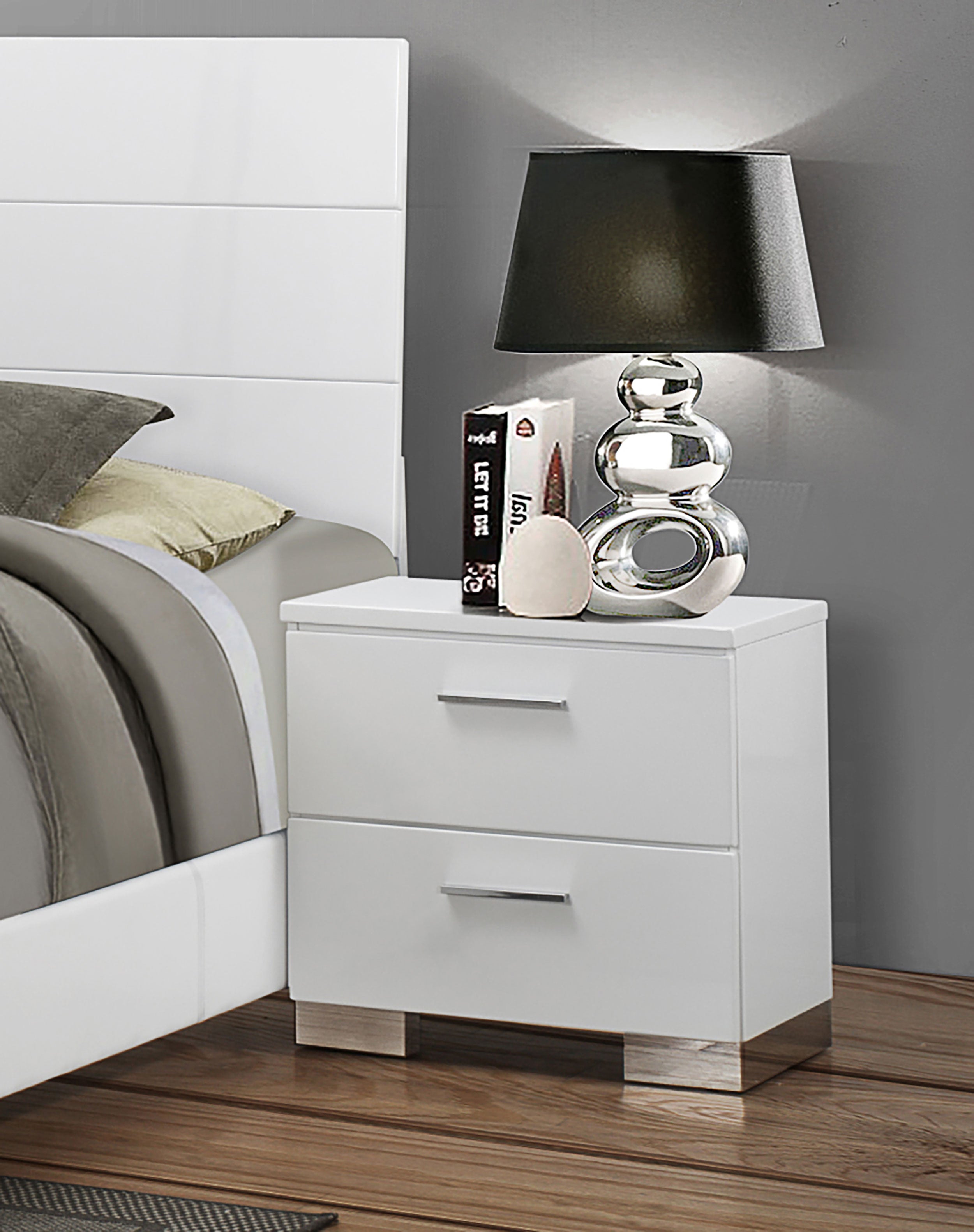 Felicity 2-drawer Nightstand Glossy White