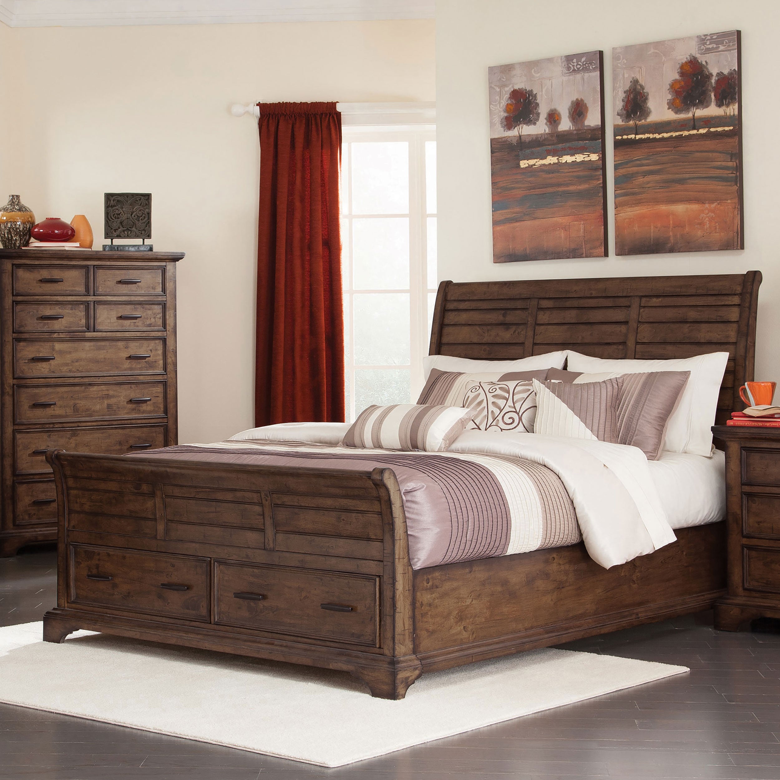 Elk Grove Queen Storage Bed Vintage Bourbon