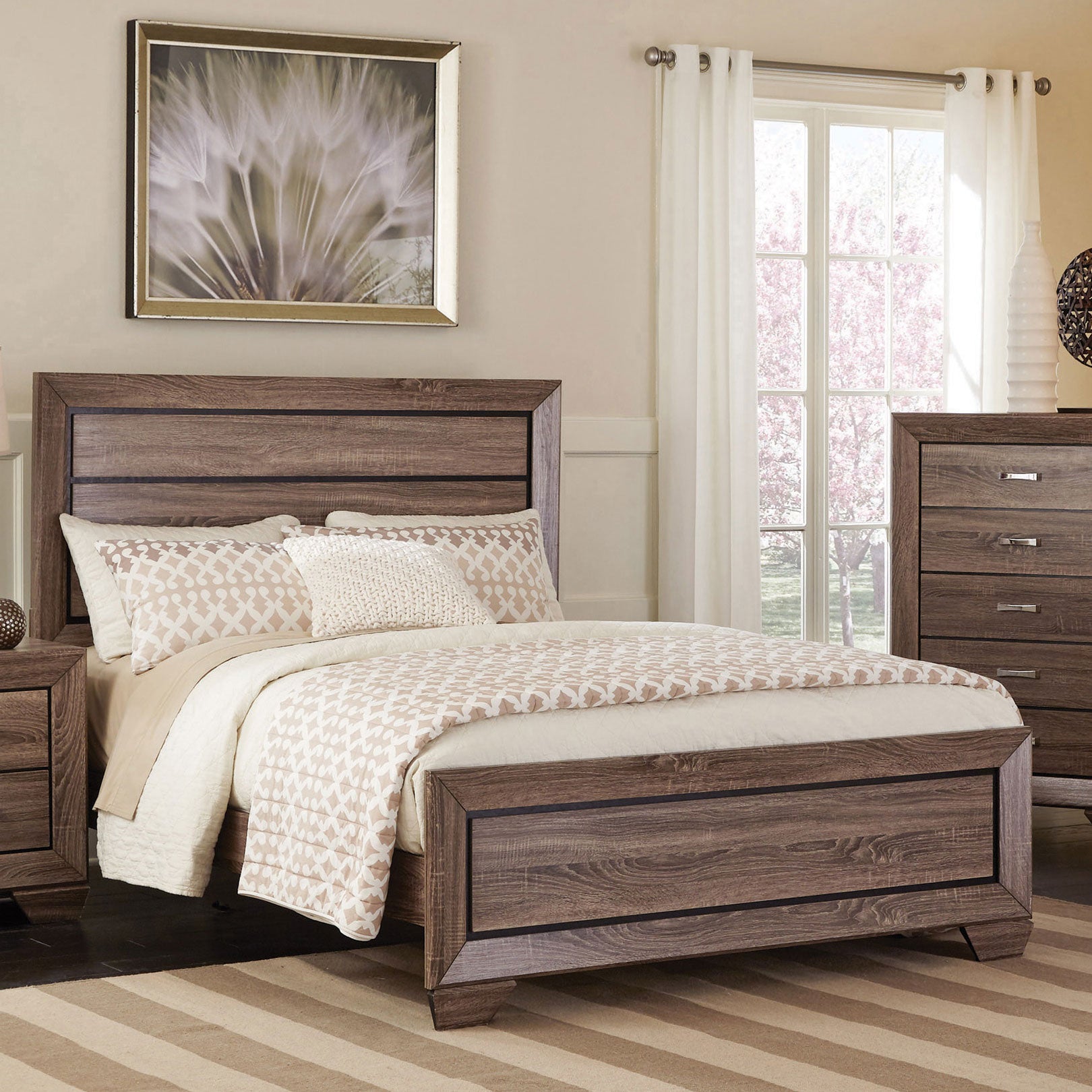 Kauffman Eastern King Panel Bed Washed Taupe