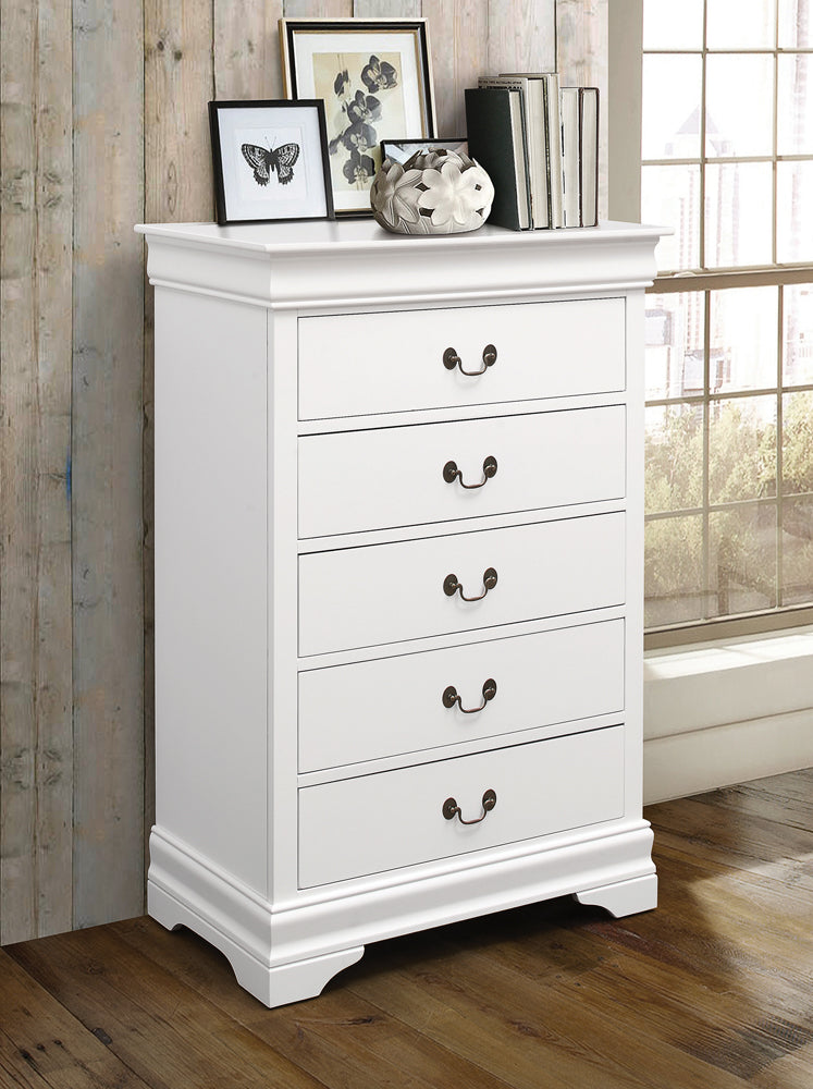 Louis Philippe 5-drawer Chest White