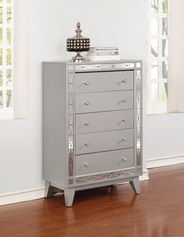 Leighton 5-drawer Chest Metallic Mercury