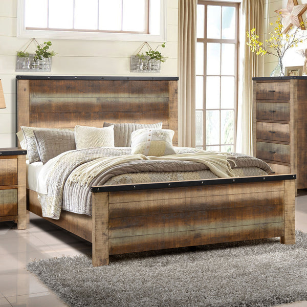 Sembene California King Panel Bed Antique Multi-color