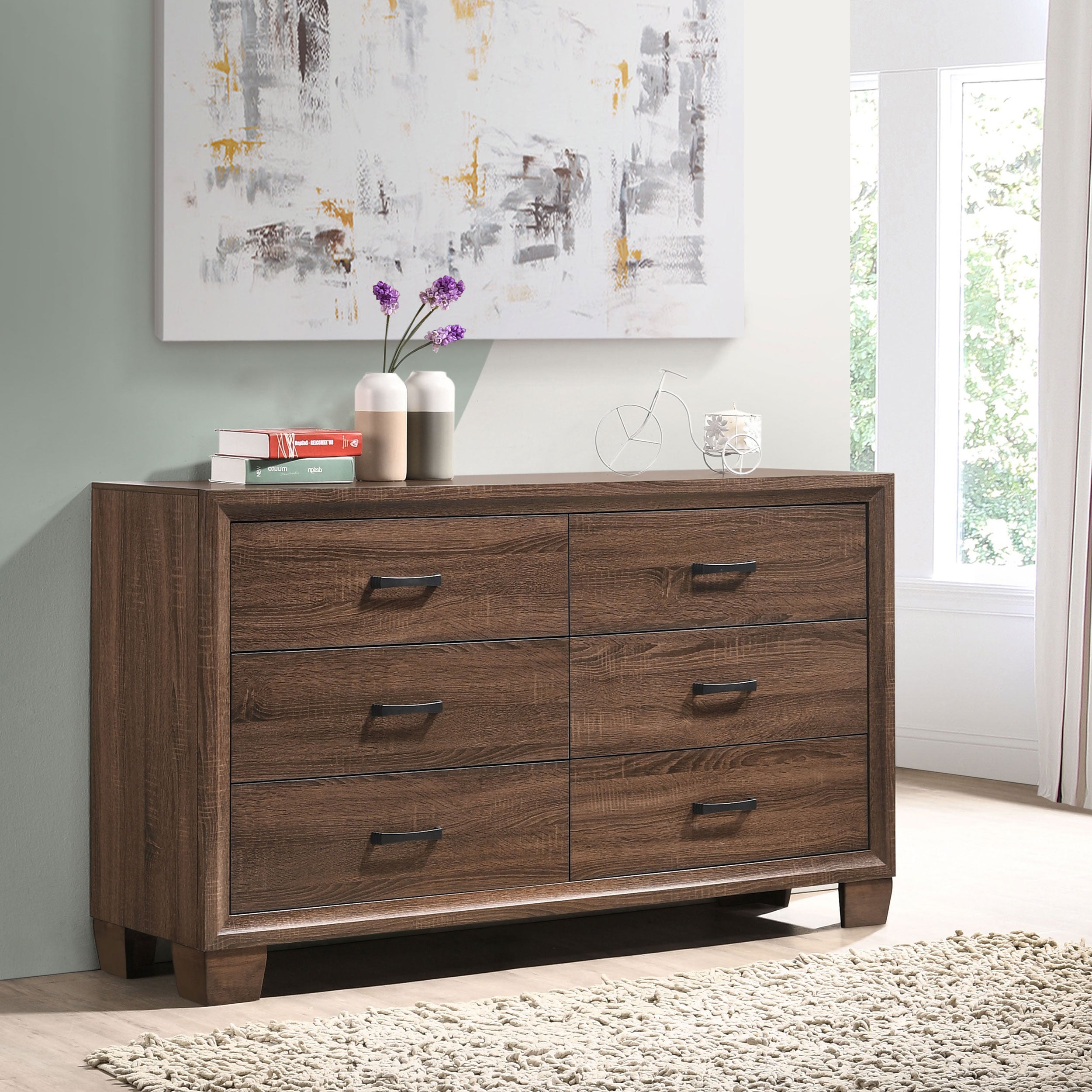 Brandon 6-drawer Dresser Medium Warm Brown