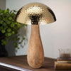 Metal, 20" Mushroom W/ Wood Base, Gold