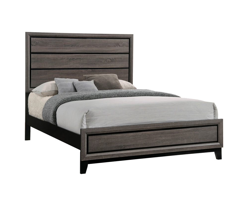 Watson California King Panel Bed Grey Oak and Black