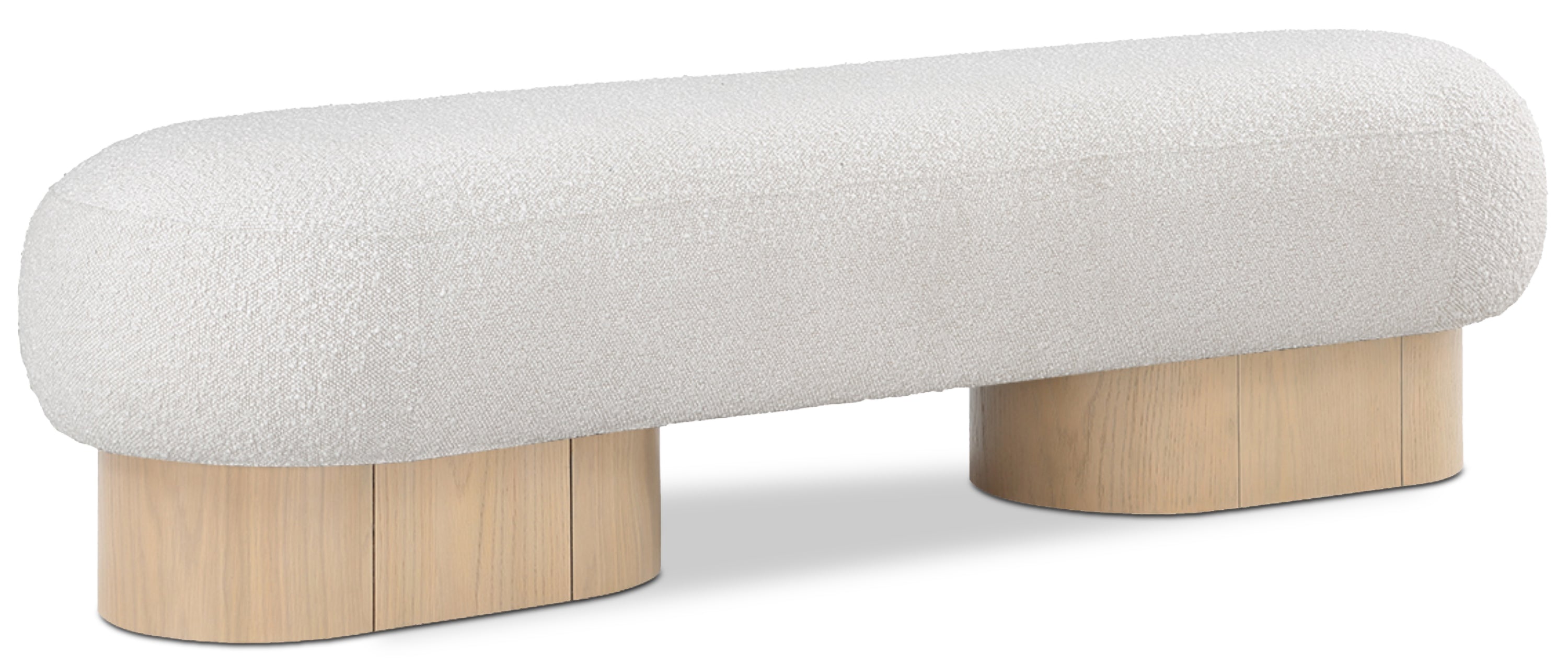 Robertson Cream Boucle Fabric Bench