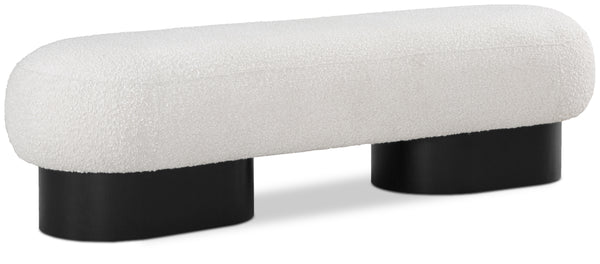 Robertson Cream Boucle Fabric Bench