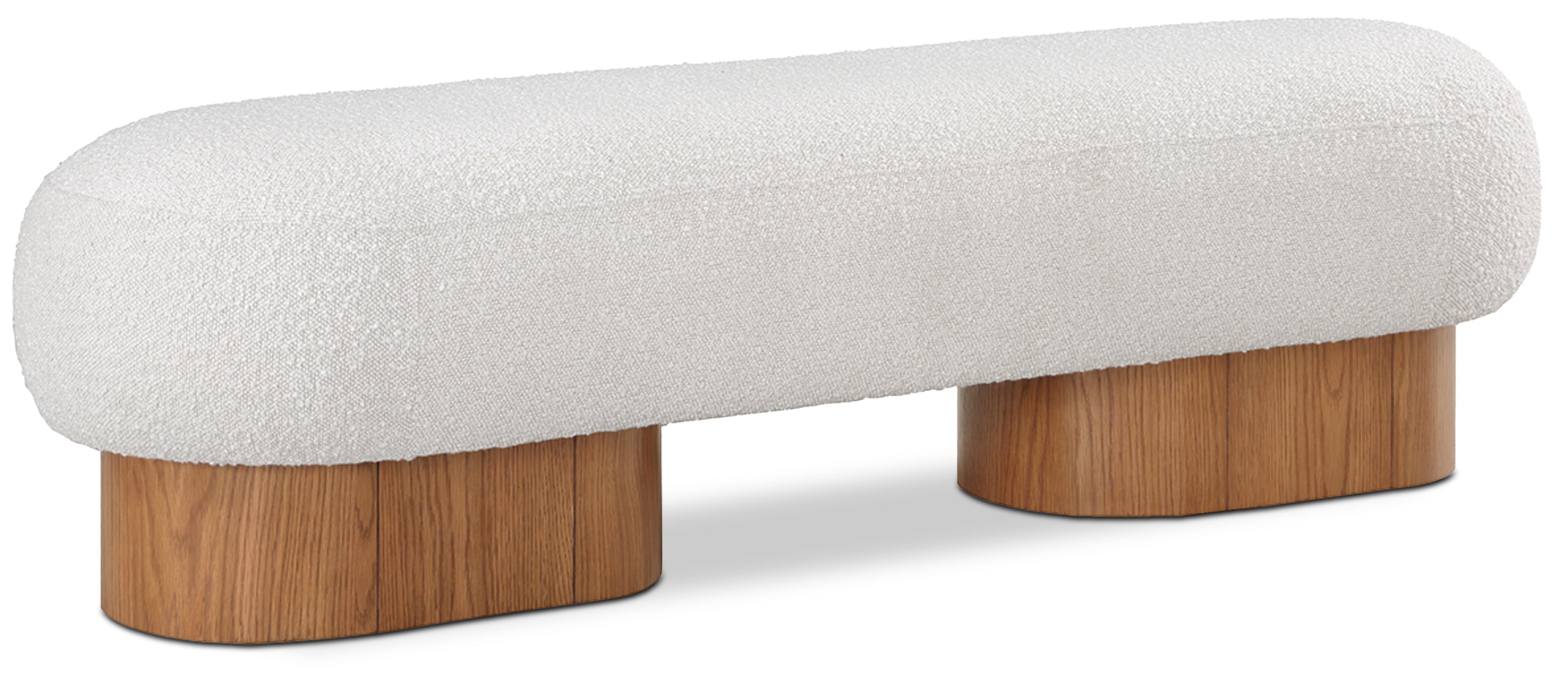 Robertson Cream Boucle Fabric Bench