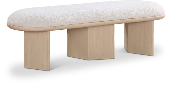 Wilshire Cream Boucle Fabric Bench