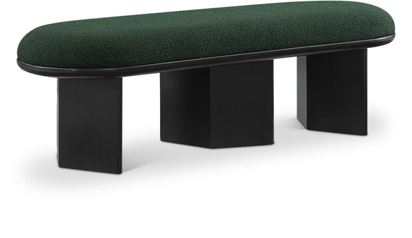 Wilshire Green Boucle Fabric Bench