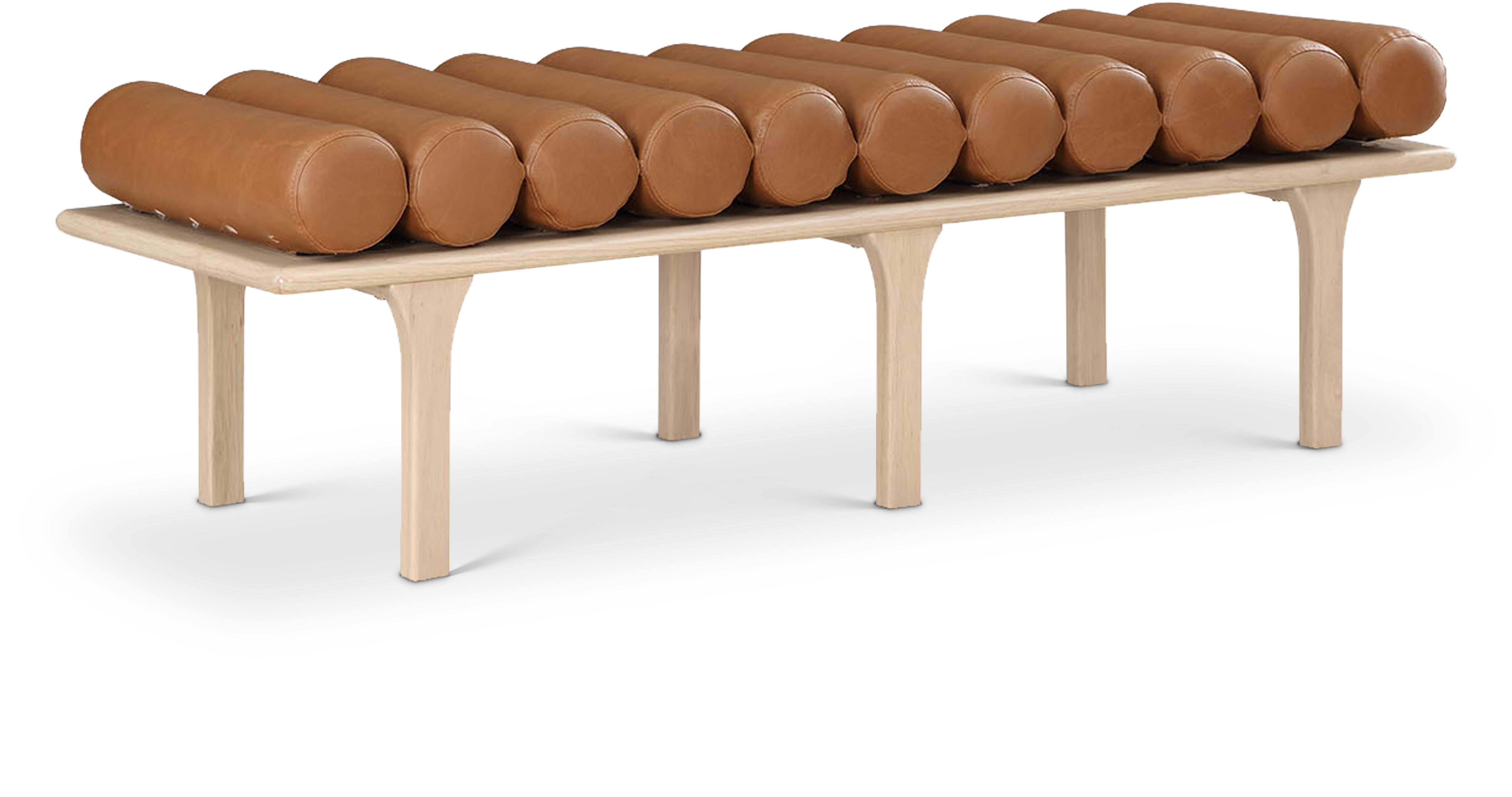 Landon Cognac Vegan Leather Bench