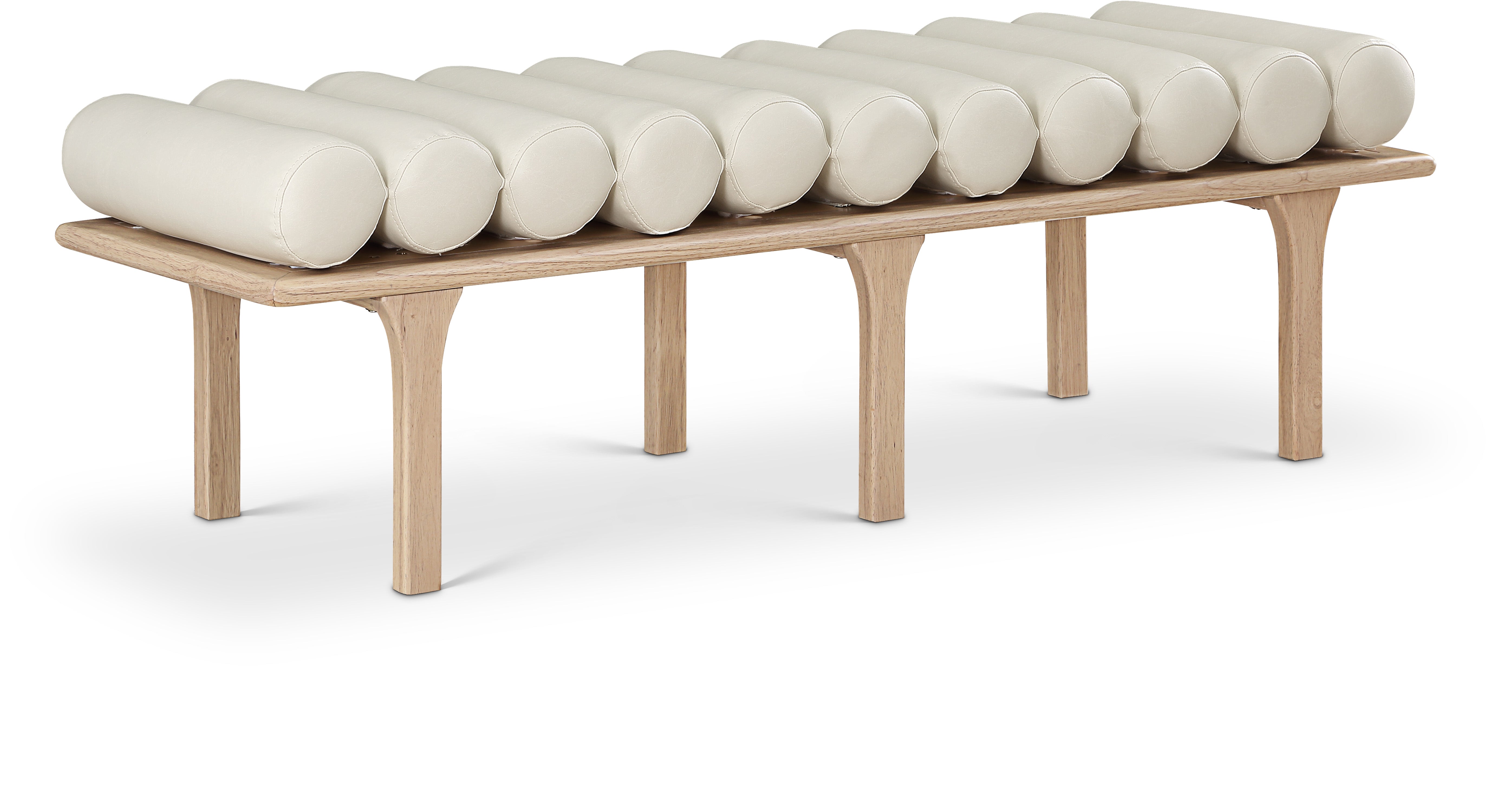 Landon Cream Vegan Leather Bench