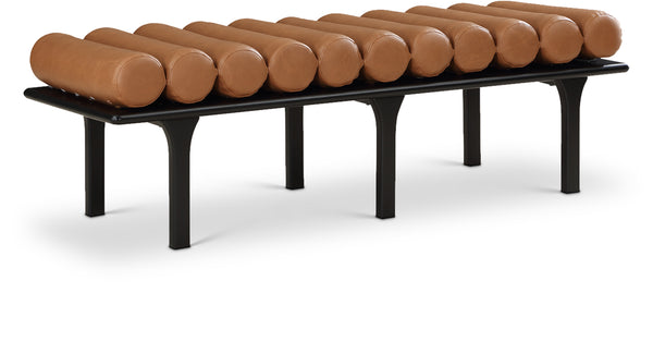 Landon Cognac Vegan Leather Bench