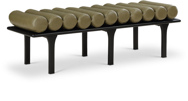 Landon Olive Green Vegan Leather Bench