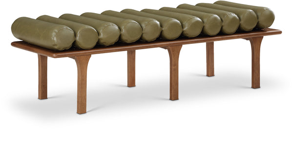 Landon Olive Green Vegan Leather Bench