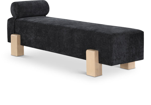 Edison Black Chenille Fabric Bench