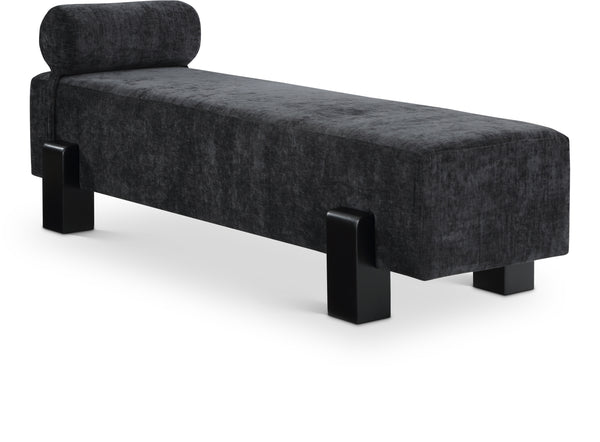 Edison Black Chenille Fabric Bench