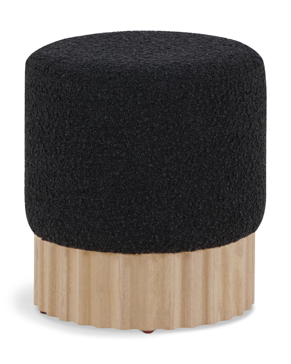 Veranda Black Boucle Fabric Ottoman/Stool