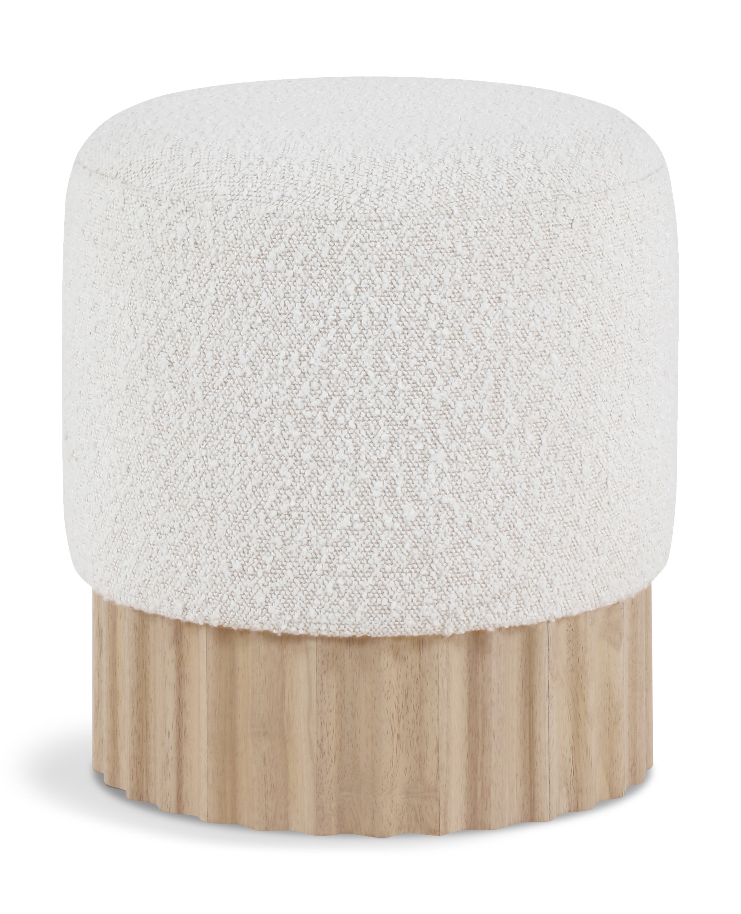 Veranda Cream Boucle Fabric Ottoman/Stool