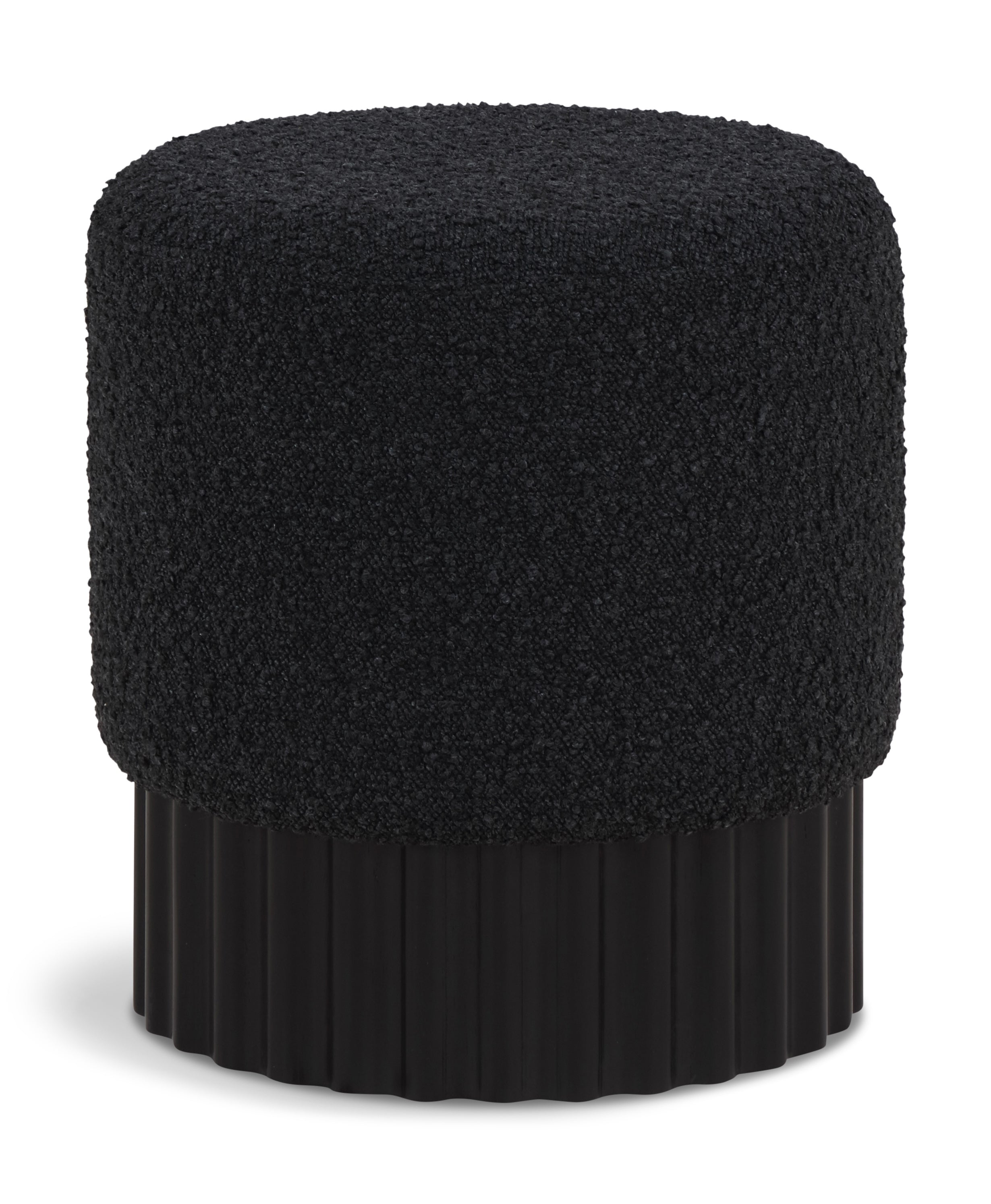 Veranda Black Boucle Fabric Ottoman/Stool