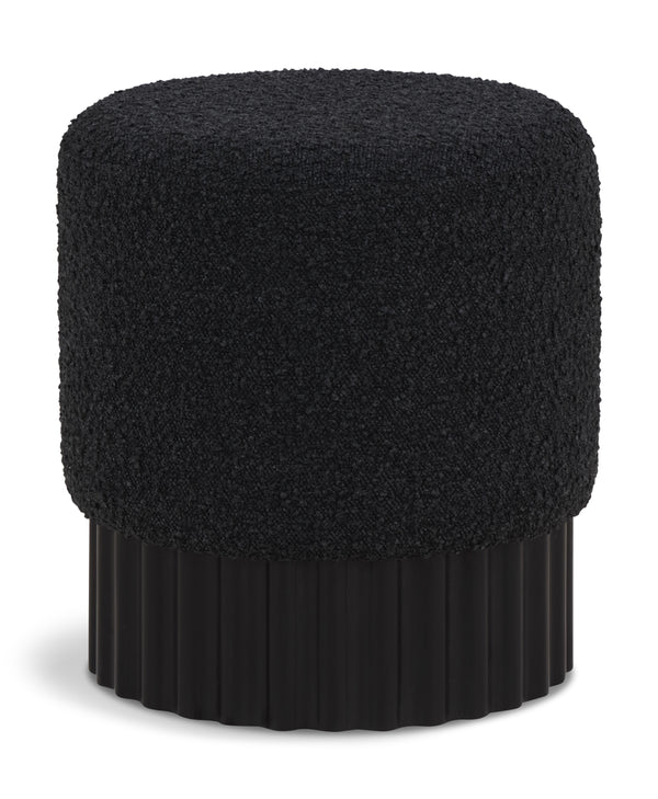 Veranda Black Boucle Fabric Ottoman/Stool