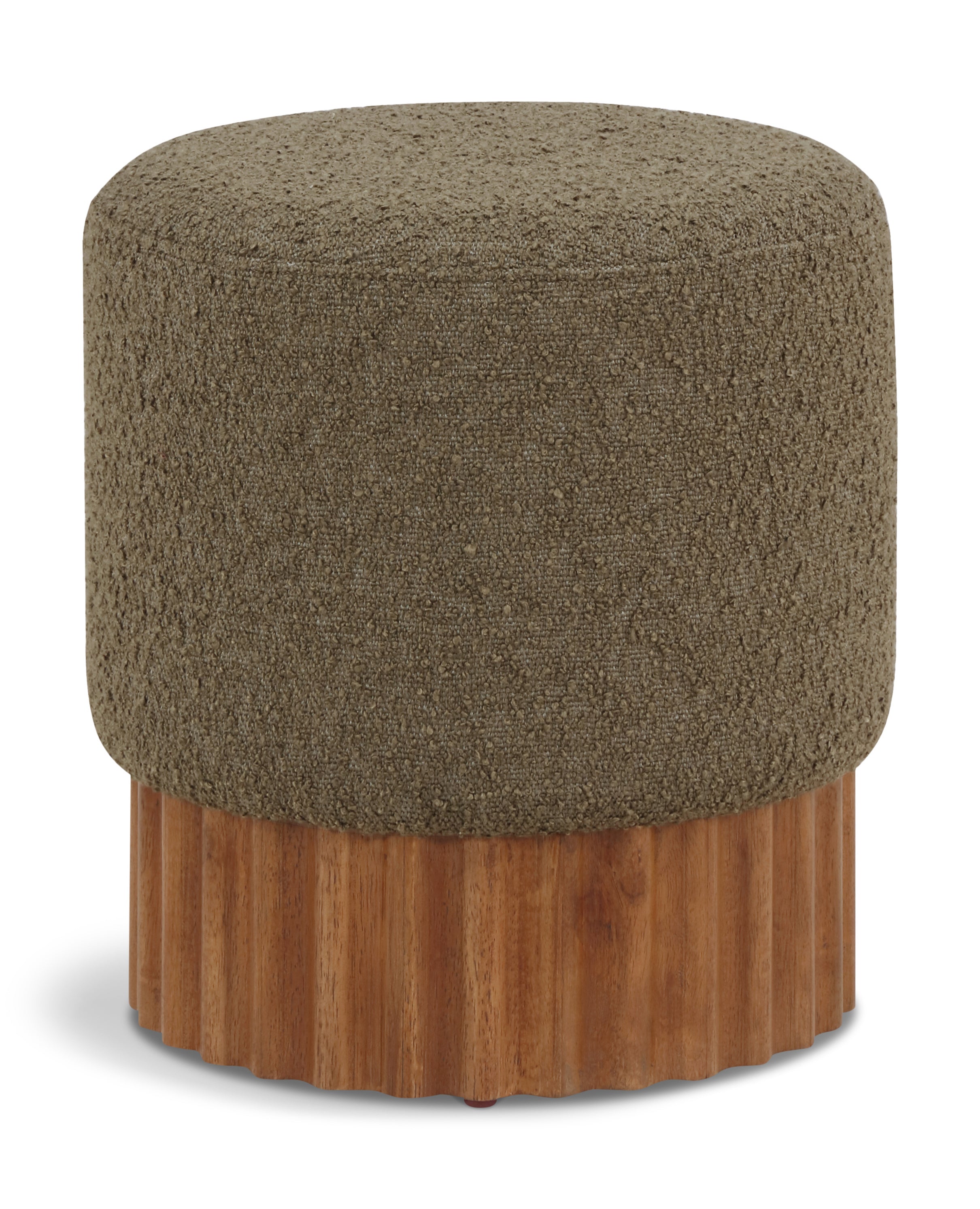 Veranda Olive Boucle Fabric Ottoman/Stool