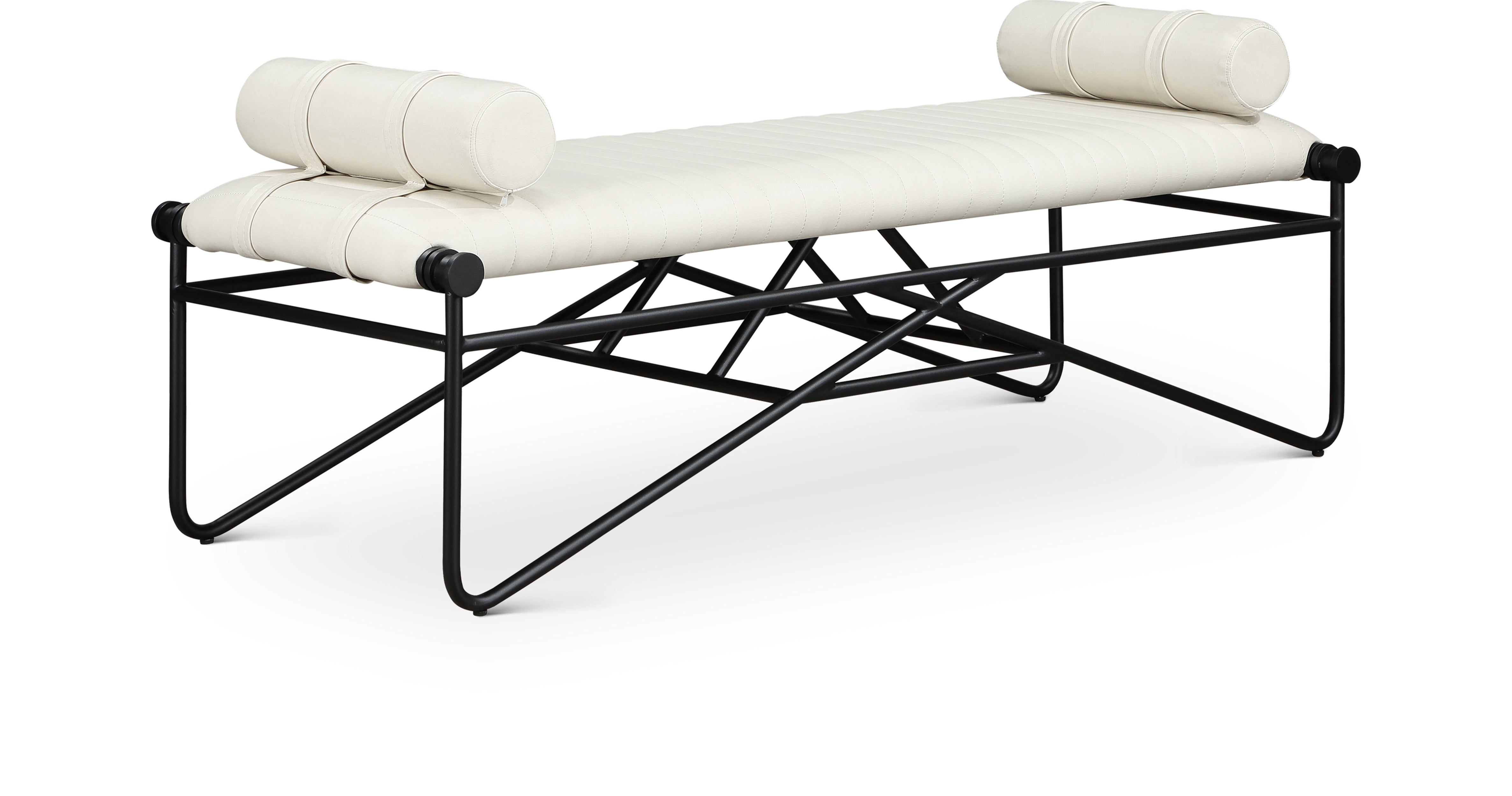 Gatsby Cream Vegan Leather Bench