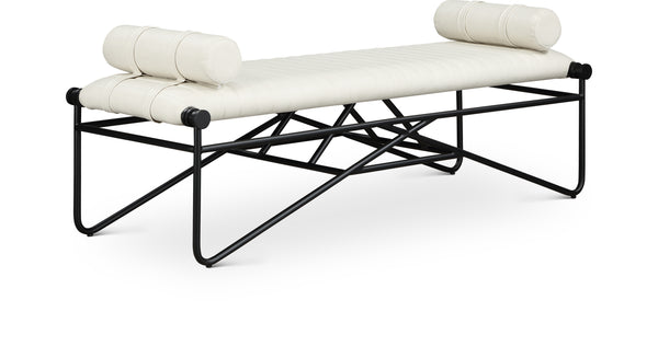 Gatsby Cream Vegan Leather Bench